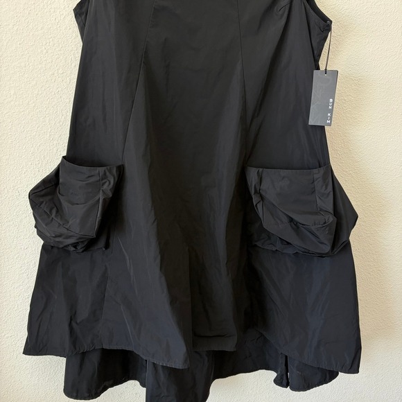 Sun Kim NWT Black Sleeveless Cutout Neck Oversize Pocket Midi Dress XL Structure - Picture 3 of 7